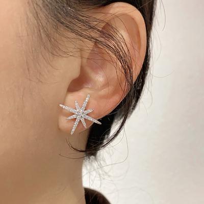 Octagram-Ohrstecker, super auffällige Ohrringe mit Diamantbesatz, Design-Sinn, modischer Stil, Persönlichkeit, exquisite kalte Ohrringe