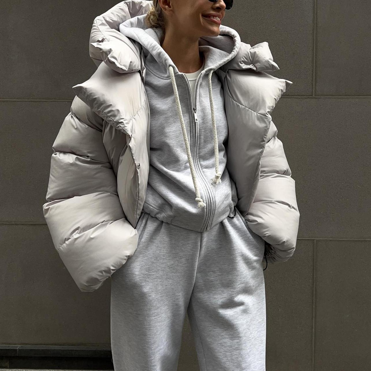 

Зимние теплые хлопковые пуховики Женские свободные парки Пальто Винтажная куртка-пуховик Верхняя одежда Офисные женские стеганые куртки L слоновая кость