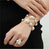 Perlenimitat Armband Passender Ring 18K Vergoldeter Edelstahl Armbänder Offene Ringe Elegantes Schmuckset für Damen