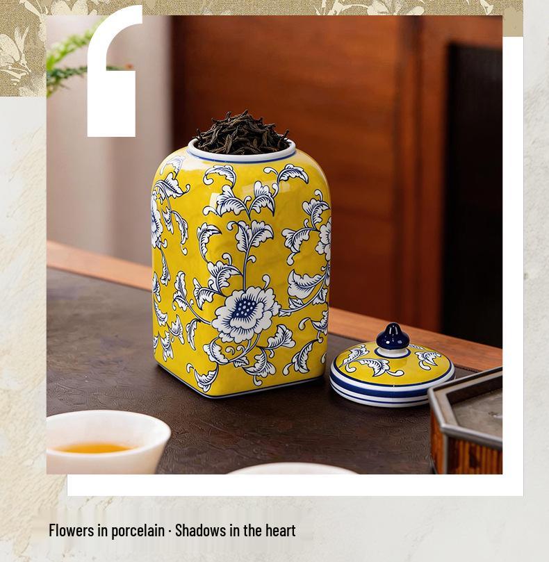 Elegant Blue and White Porcelain Storage Jar - High-End Decor, Tea Caddy, or Living Room Ornament