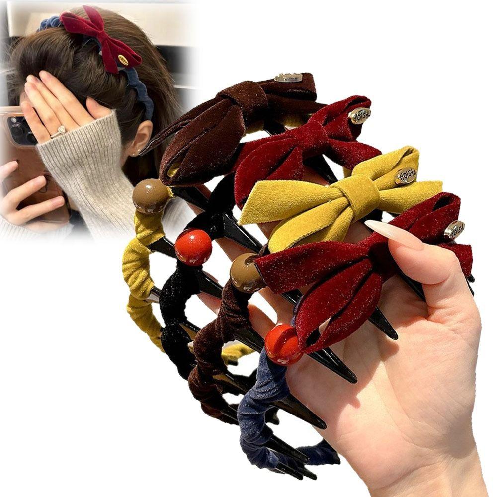 Non-slip Bow Headband U-shaped Tooth Comb Hair Hoop  New Year Hair Styling Accessories