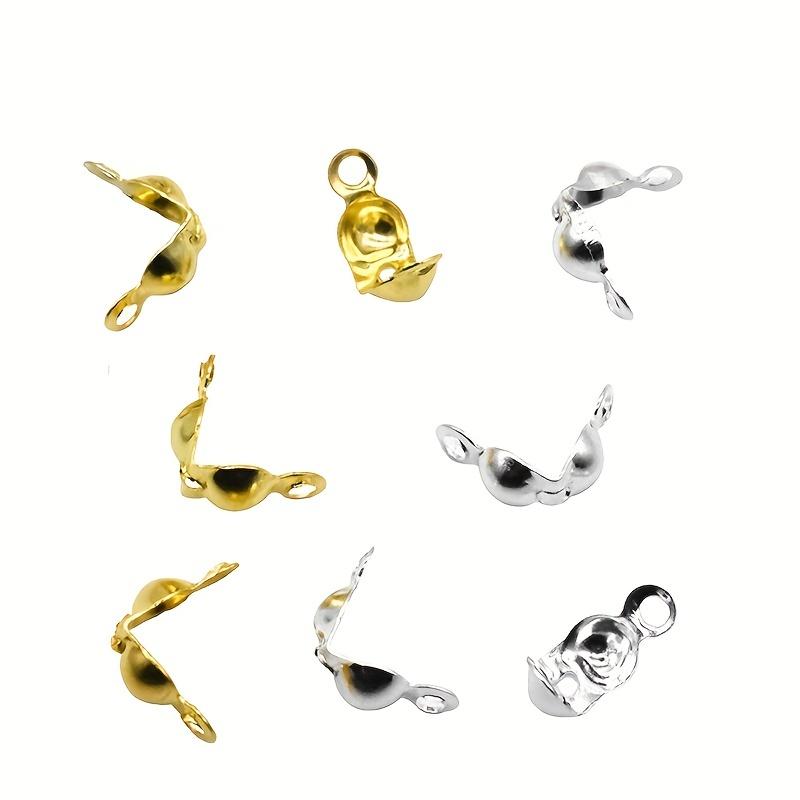 100pcs Double Hook/open Jump Ring Opening Bead Tip Knot Cap Silver Flip Cap Crimping End Cap End Cap Terminator Clamp End Tip for Jewelry Making