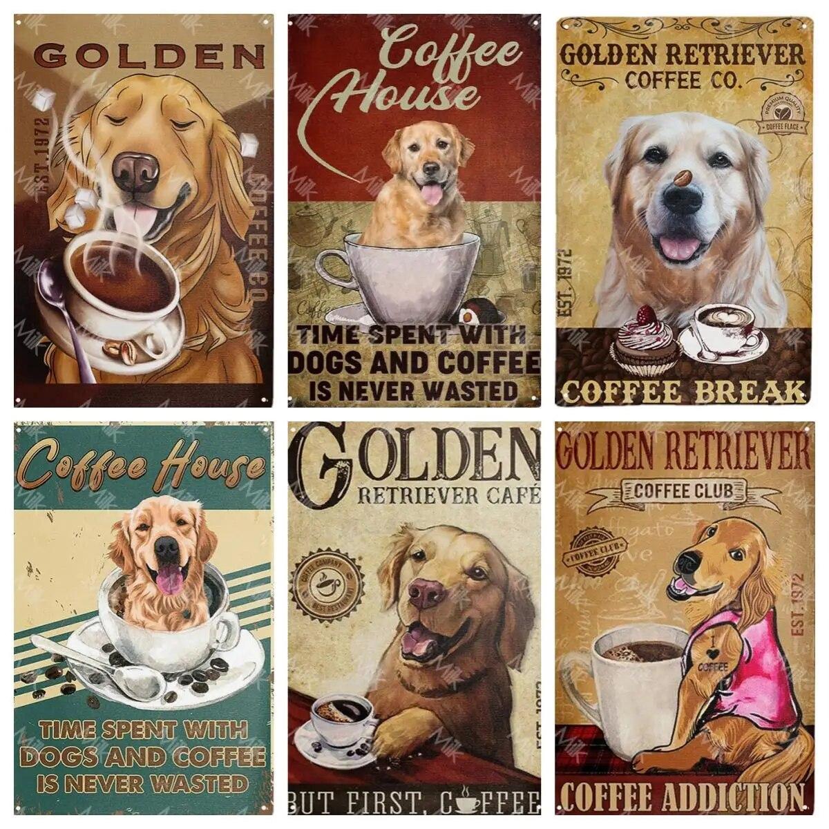 

Винтажная металлическая банка золотистого ретривера при посещении моего дома, пожалуйста, помните, ретро знак собаки, плакат, настенное искусство для домашнего декора, табличка