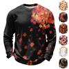 Men's Casual Long Sleeve Knit T-Shirt with Fall Leaves Print, Neck