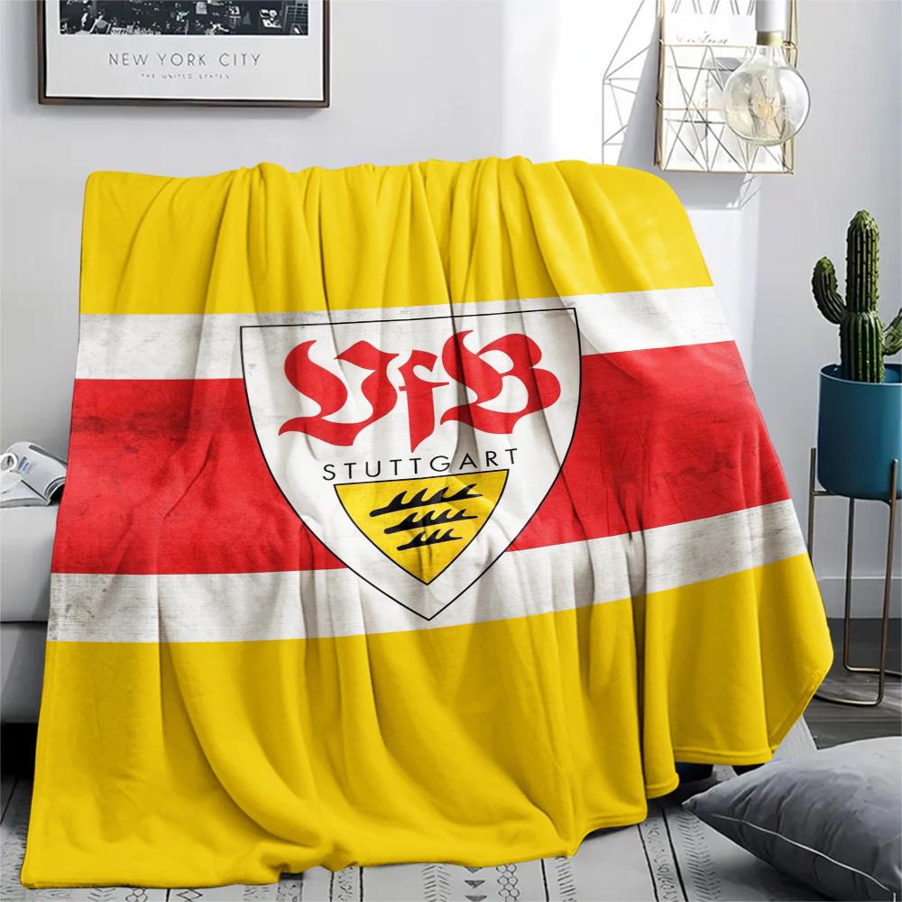 1 Stuk Stuttgart Voetbalclub Print Flanellen Deken Hoge Kwaliteit Warm Comfortabel Deksel voor Alle Seizoenen Perfect voor Cadeaus Woondecoratie
