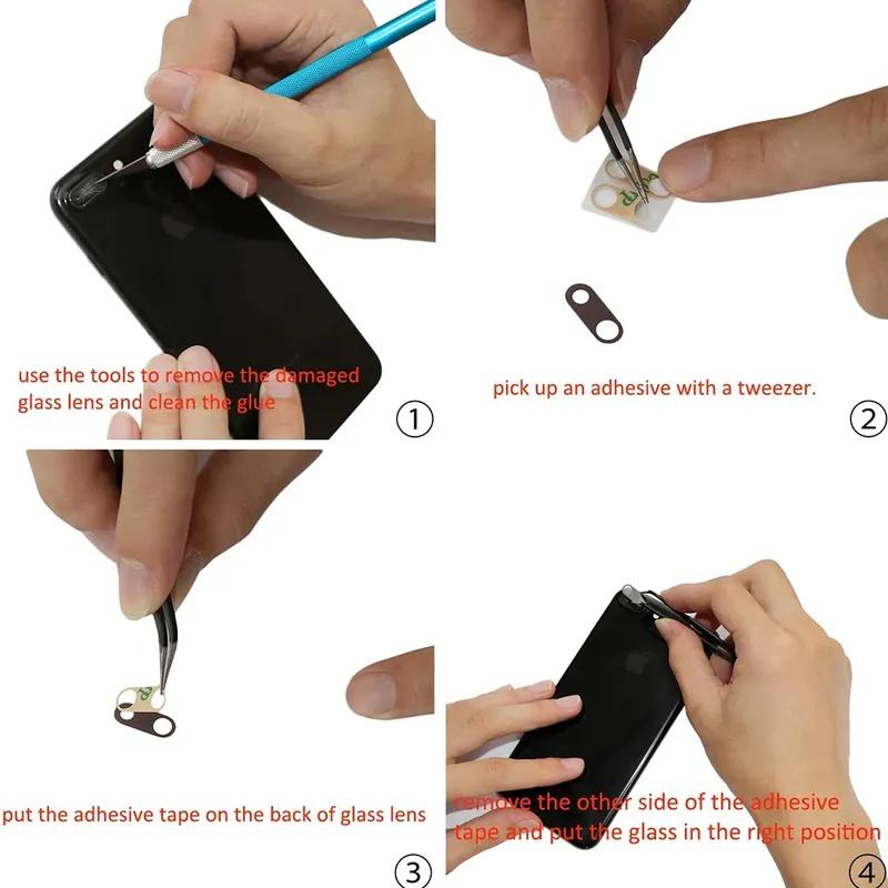 1 Set Glas für Rückkameraobjektiv für iPhone 16 16Plus 16Pro Max Reparaturteile für die Rückkamera mit 3M Klebeaufkleber & Werkzeugsets