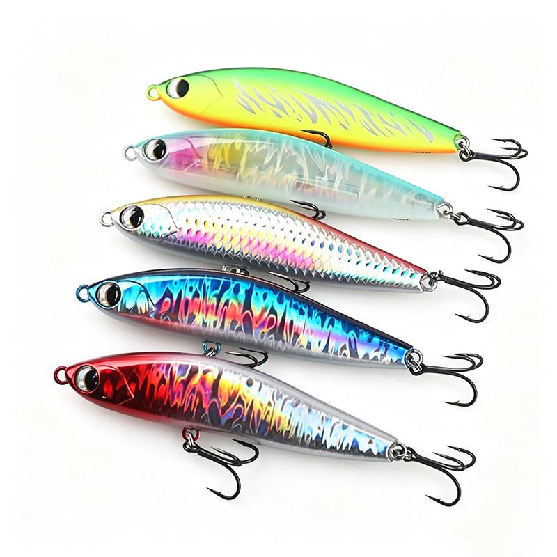 HOWELL Stream Sinking Pencil Fishing Lure Midwater Treble Hook Hard Bait for Freshwater/Saltwater Fish Lake River Use Sea Bass