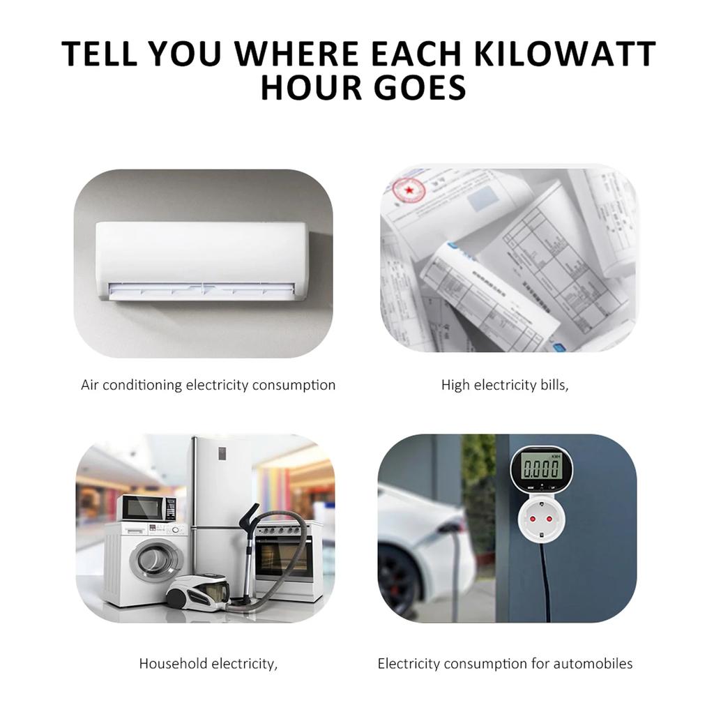 16A 3680W Electricity Power Meter Wattmeter Digital Energy Meter Socket with VA Backlit Electric Tester EU Socket Power Tester