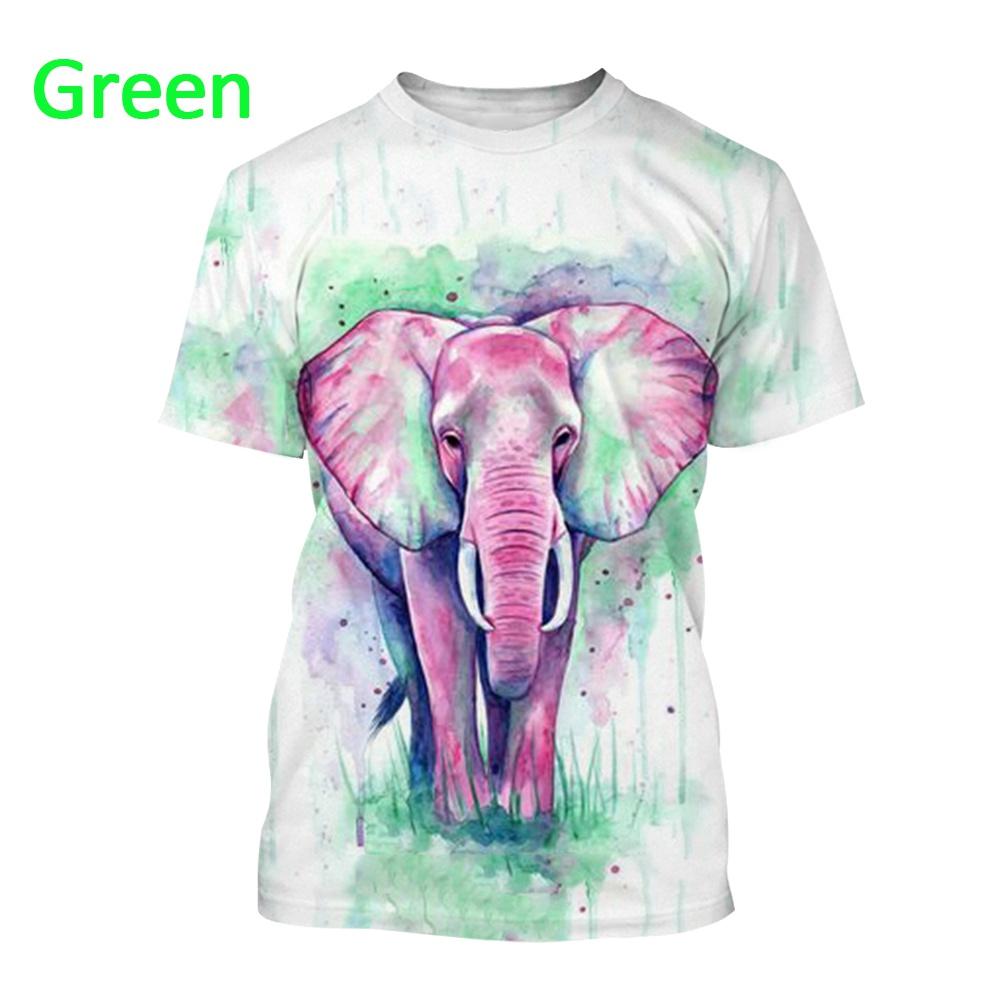 Summer Fashion 3D Printed Cute Nice Animal Elephant Men Fresh And Simple Short Sleeve Round Neck T-shirt Tops