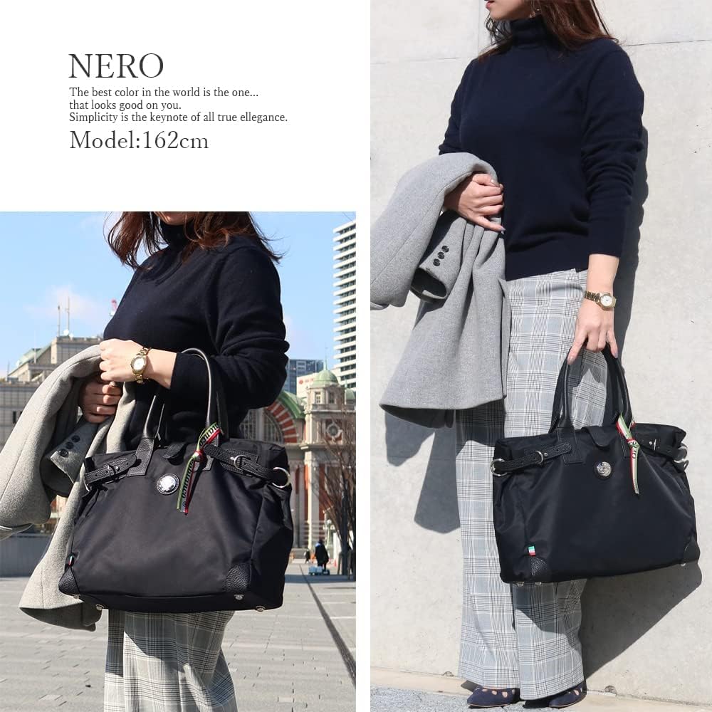 Orobianco Tote Rimonta Nylon and Genuine Made In Nylon and Large A4 ALCADIA Bag, Leather, Unisex, Italy, Crocodile-Look Leather, Unisex,