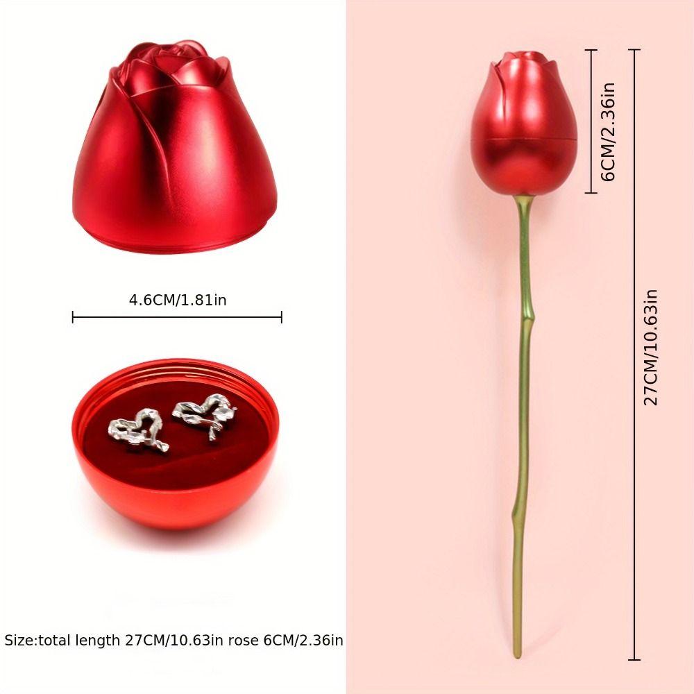 Romantic Simulation Rose Ring Box Red Gift Display Box  For Girlfriend Gift