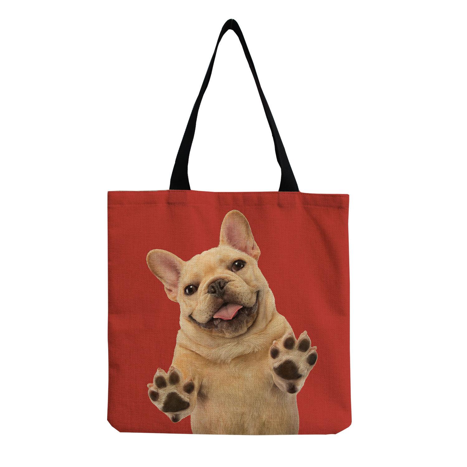 

Women Vintage Linen Tote Bag - Large Capacity Dog Print Shoulder Handbag for Casual & Grocery Shopping KTB hm7415