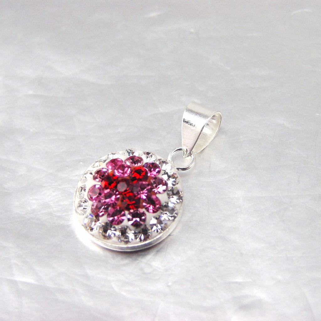 Les Trésors De Lily [F6137] – Rosafarbener „Kristall“-Silberanhänger