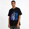 Anime Style Glowing Sword Character Print T-Shirt Trendy Couple Loose Breathable Casual Top Pure Cotton T-shirt