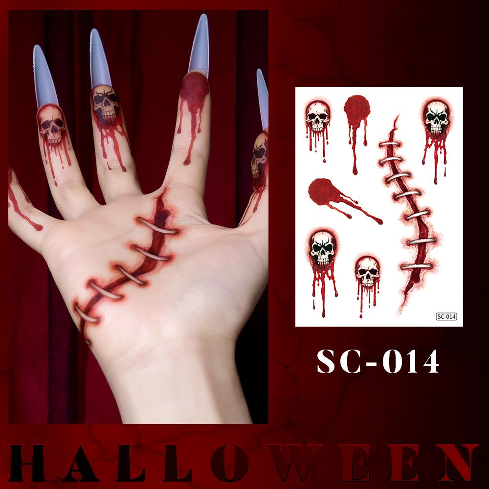 Waterproof Halloween Tattoo Stickers: Realistic Scars, Veins, and Cracks for Face and Arms