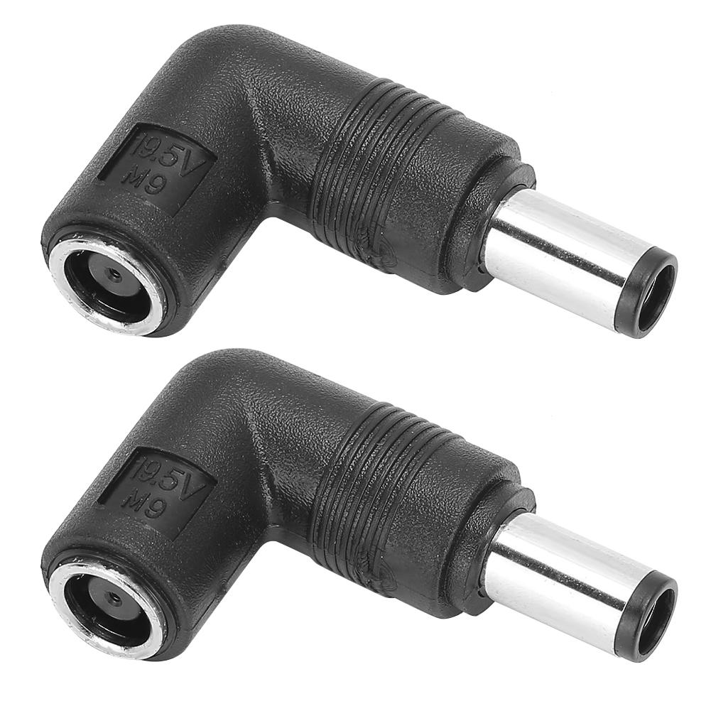 2Pcs Female to Male Adapter Black for HP Dell Straight to Elbow 7.4 x 5.0mm to 7.4x5.0mm