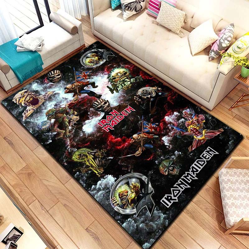 Band I-Iron M-Maidens Carpet Yoga Mat Living Room Bedroom Decoration Home Office Hotel Entrance Non slip Area Flannel CarpetGift