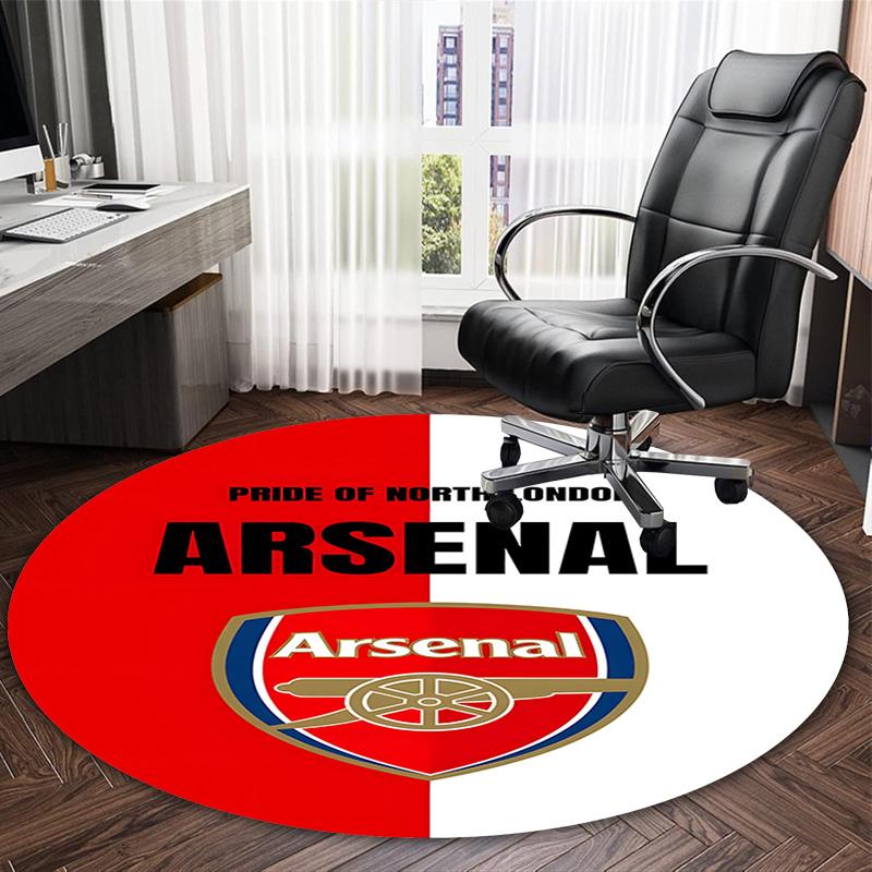 1pc A-Arsenal Carpet, Round Rug, Comfortable, Suitable for Entryways, Living Rooms, Office, And Bedrooms, Christmas Decoration