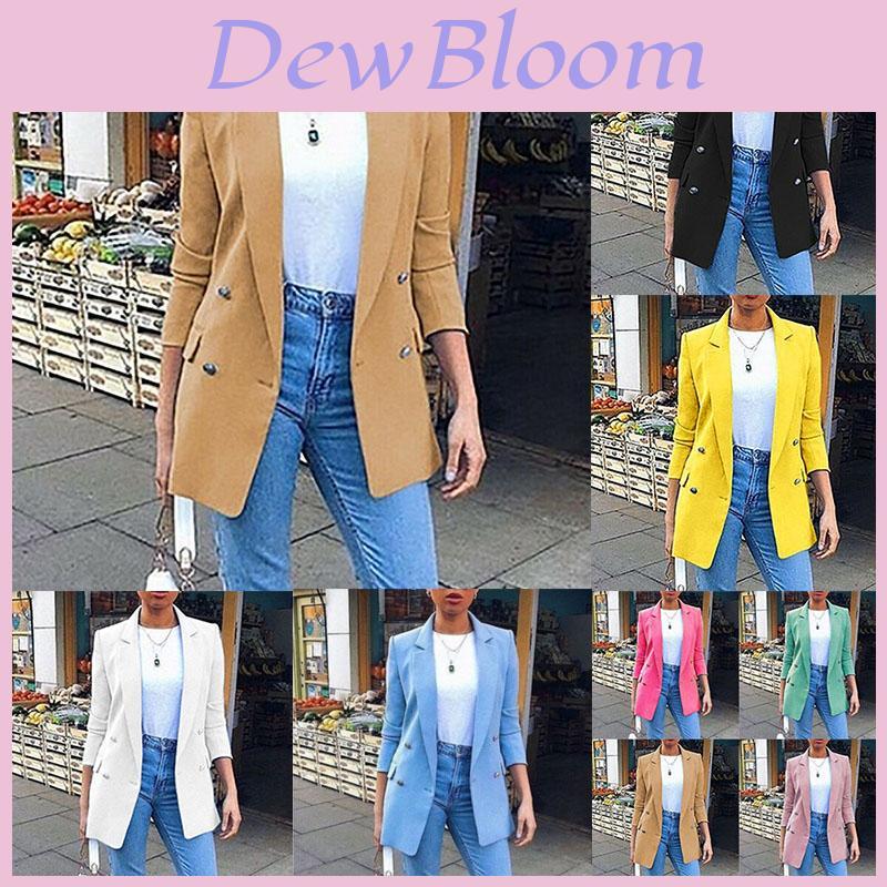 Elegant Women Long Sleeve Slim Formal Suit Work Jackets With Stylish Lapel Collar