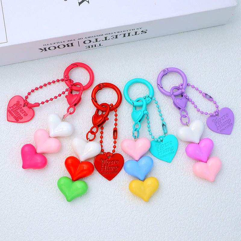 1PC Keychain Candy Color Key Ring Friendship Gift Heart-shaped Backpack Accessories Phone Pendant