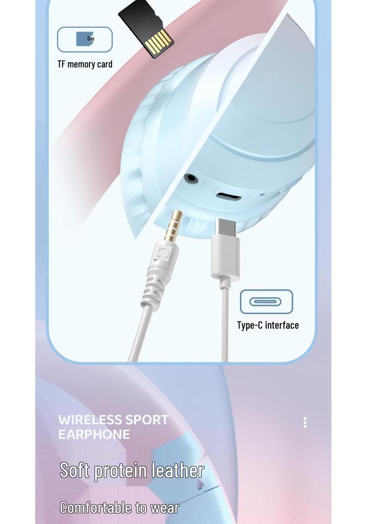 W5 Private Mold Gradient Color Bluetooth Over-Ear Headset - HIFI Heavy Bass Stereo, E-sports Low Latency