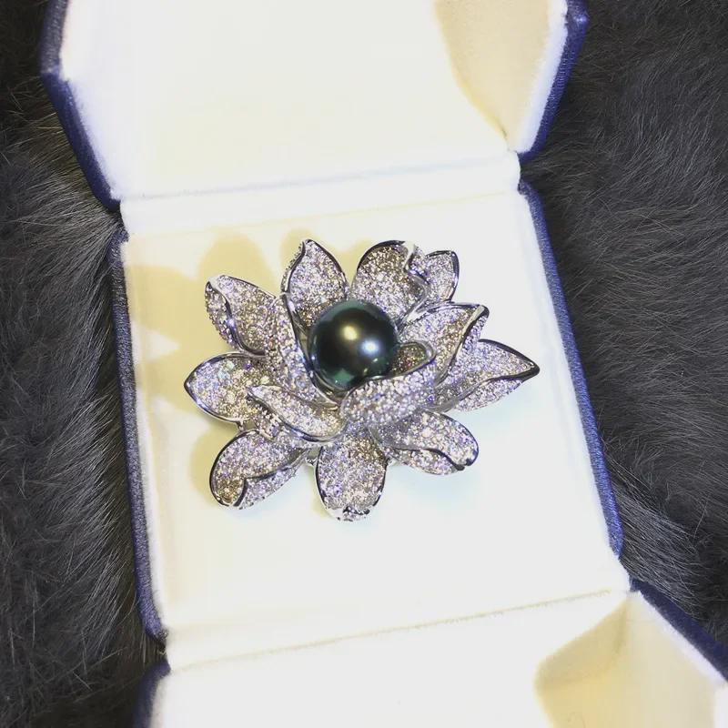 DIY Lotus Pearl Brooch Kit: Semi-Finished Corsage Pin with Needle for Women