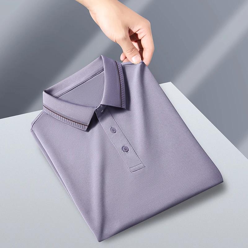 New Men's Business Casual Short Sleeved Shirt Solid Color Polo Shirt Fashionable Breathable Comfortable Versatile Top