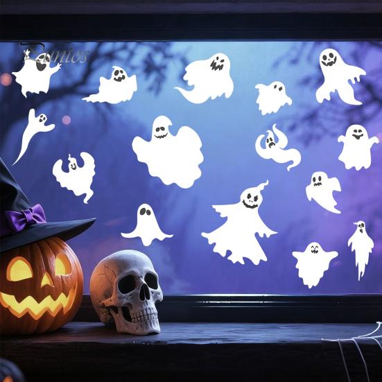 Waterproof PVC Stickers Halloween Ghost Window Clings, Static Stickers, Glass Removable Decals Decals, Spooky Home Decor for Indoor Outdoor
