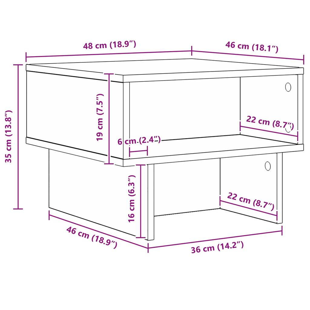 Coffee Table Sonoma Oak 48 x 46 x 35 cm Engineered Wood