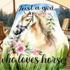 1pc Horse, Flowers, Girl Digital Printed Flannel Blanket, Super Soft Plush Fleece Bed Cover, Multipurpose Four Season Blanket for Sofa, Bed,
