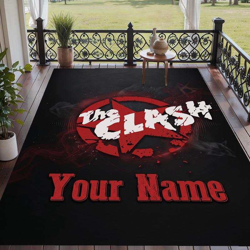 Custom Text Printed Rug The Clash Non Slip Floor Carpet For Home Room Decor
