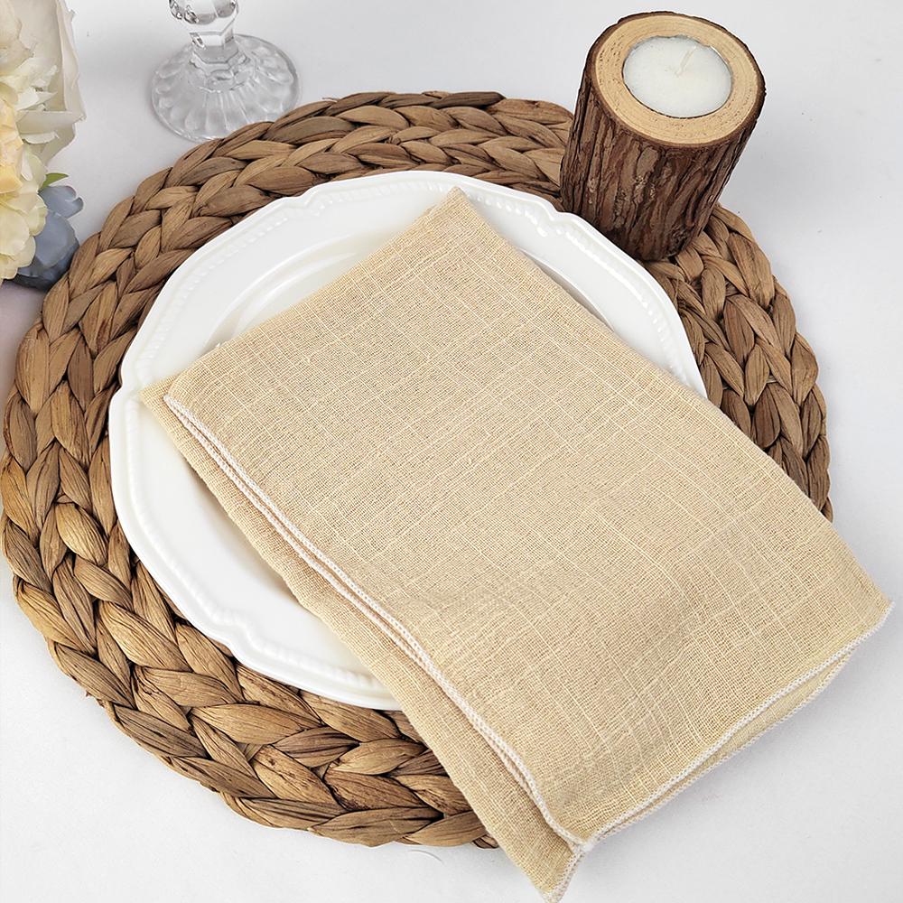 40x40cm Raw Fringed Trim Cloth Napkins Cotton Fabric Soft Reusable Retro Burrs Tea Towel Rustic Wedding Parties Decor