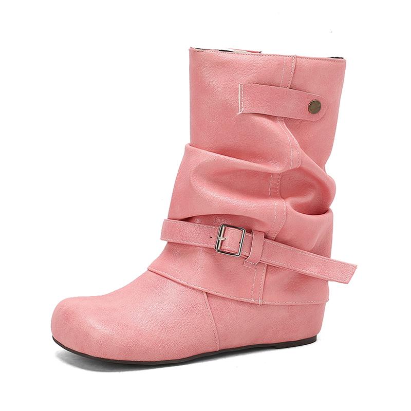 Fashion Western Cowgirl Boots Fashion New Comfortable Internal Height Women's Boots Trendy Versatile Slip On Buckle Women Short Boots