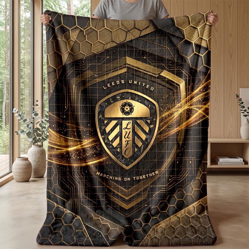 Coperta in Flanella con Stampa Leeds United, Morbida Calda Leggera Coperta da Divano Letto Campeggio