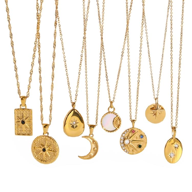 Elegant Stainless Steel Necklace Zirconia Pendant Clavicle Chain Adjustable Length Neckchain Stylish Choker Jewelry