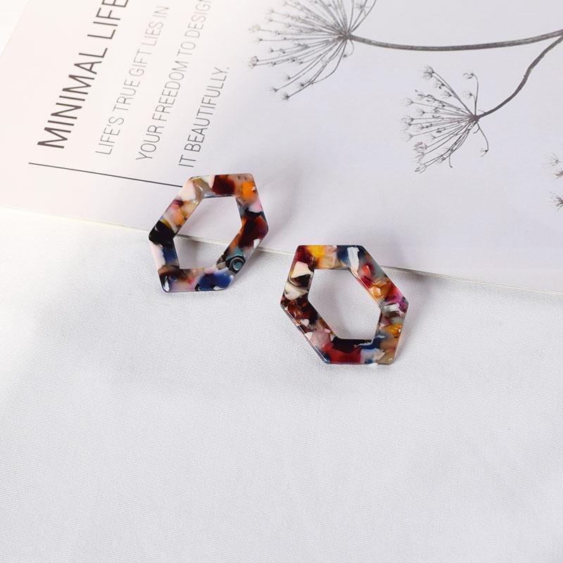 Korean Fashion Dongdaemun Acrylic  Acetate Geometric Dangle Earrings for Stylish Women Influencers