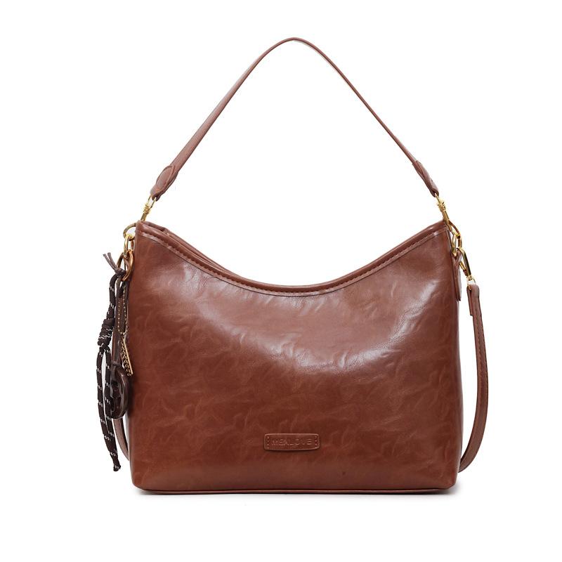 

Retro handbag simple armpit bag for women 2025 new simple and versatile commuter bag large capacity shoulder bag no pendant коричневый