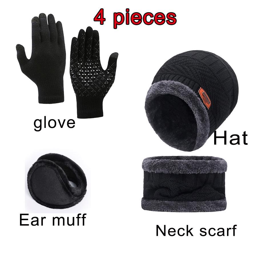 Knitted Woolen Winter Hat, Scarf & Touchscreen Gloves Set