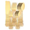 20Pcs/Set High Quality Stainless Steel Silverware Cutlery Set Knife Fork Dessert Spoon Dinnerware Rainbow Gold Flatware Set For Family