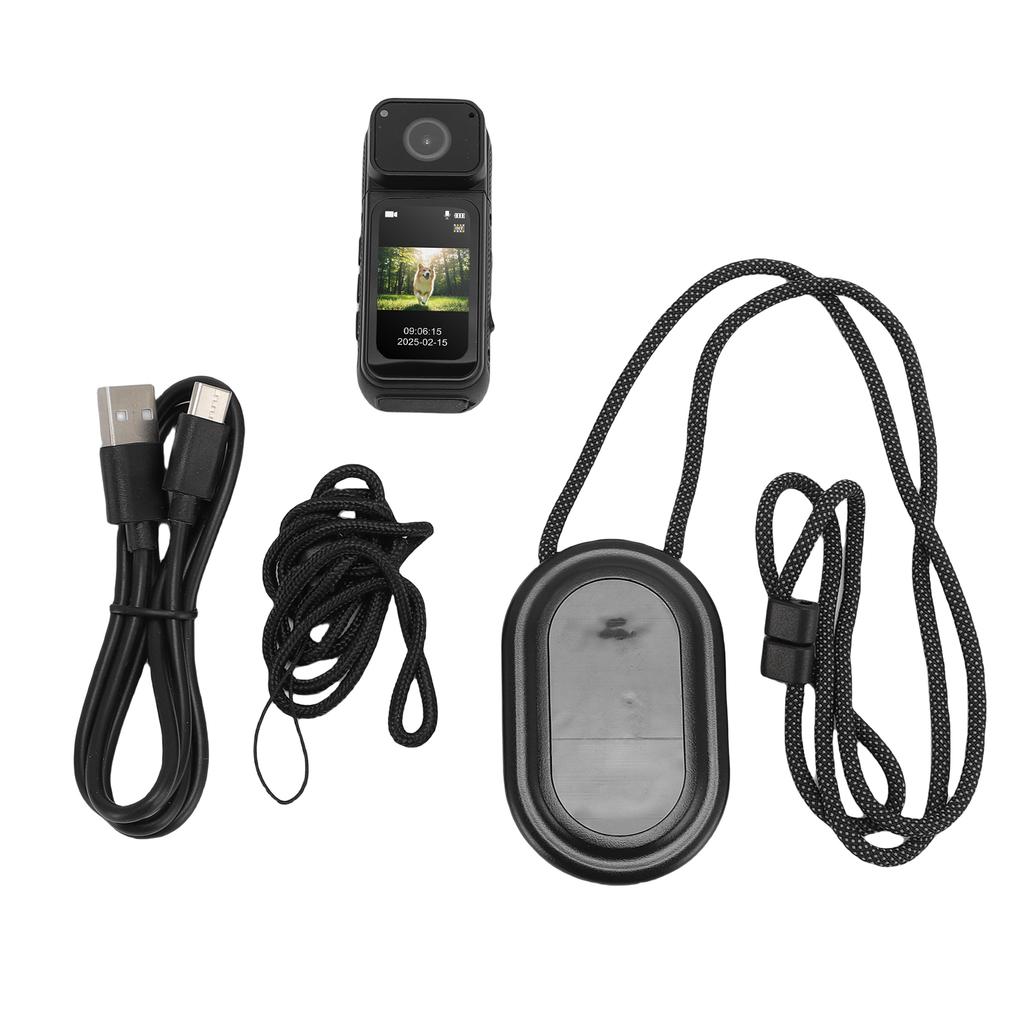 Body Worn Camera Portable POV Recording 64GB 2.7K 180 Degree Rotatable Magnetic Hanging Lanyard Wearable Camcorder for