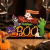 Halloween Party Supplies for Bars Tabletop Decor Signs, Pumpkin Ghost Gnome Wood Centerpiece Blocks, Spooky Goblins Ghosts Table Tiered Tray Ornaments