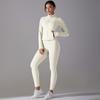 Solid Color Antibacterial Bra-free Zipper Jacket Yoga Wear Sports Running Fitness Two-piece Set