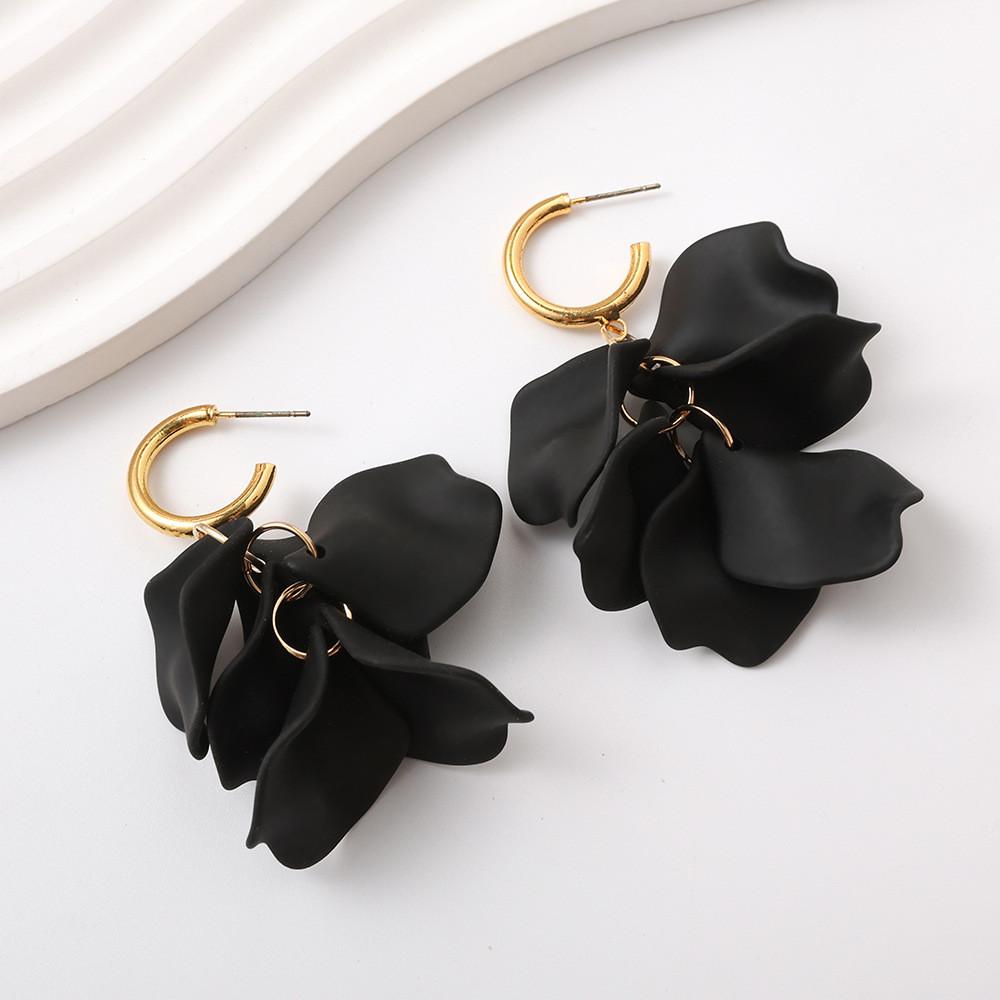Pinkdudu Fashion Rose Flower Petal Drop Earrings Resin Gradient Color Flower Earrings Women Jewelry PD2385