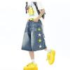 2026 Womens Trendy Denim Shorts Vintage Star Embroidery Straight Leg Casual Jeans