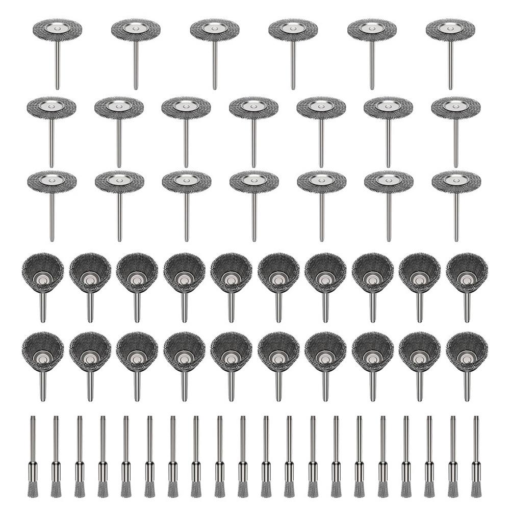

60 Pcs Dremel Accessories Wheel Brass Brush Rust Removal Stainle Wire Steel Tool For Working Polishing Rotary Voiture Mini Drill срібний
