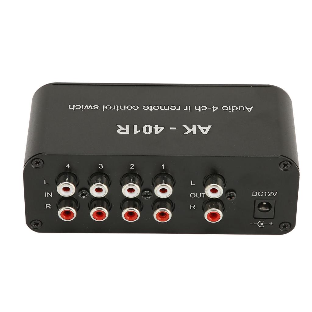 4 Way RCA Switcher Multifunctional 4 In 1 Out RCA Stereo Switch Selector with IR Remote Control for