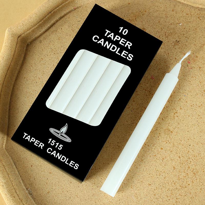 10 Pieces/boxed Colored Long Pole Candles for Household Lighting Candlelight Dinner Western Restaurant Emergency Power Outage Wax Candle