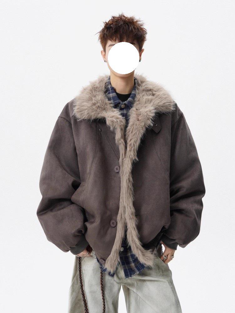 Men's Winter Snow Eagle Fur Collar Cotton Jacket: Deconstructed Design, High-End Feel, Warm Stand Collar