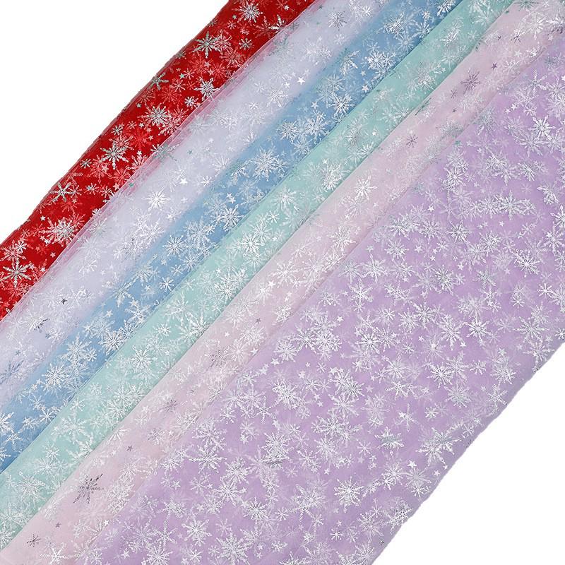 Individually Cuttable Silver Snowflake Mesh Fabric for Hair Accessories and Stage Costumes