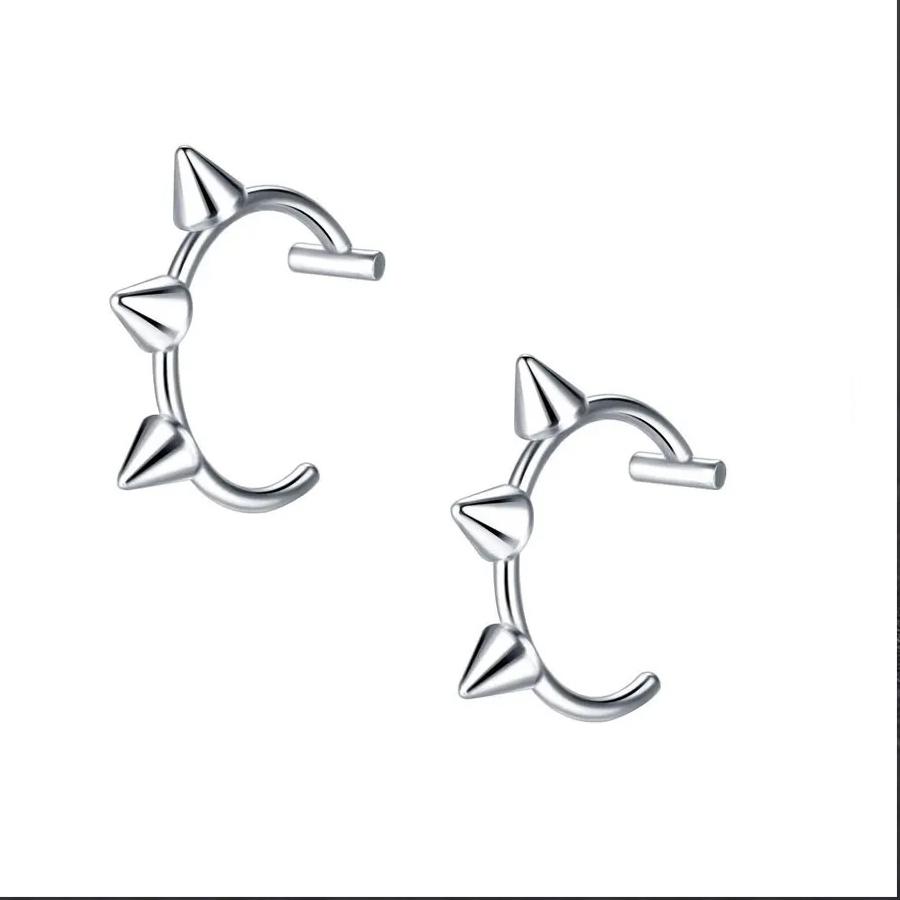 2PCS Trendy 10mm Stainless Steel Punk Clip On Fake Piercing Nose Wrap Lip Rings Unisex Nose Ring Women Men Tusk Body Jewelry